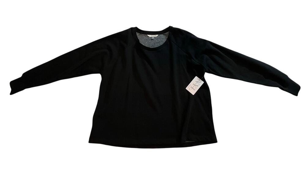 NWT New York Laundry Women's Black Cotton Blend Pullover Sweatshirt 1X MSRP $42